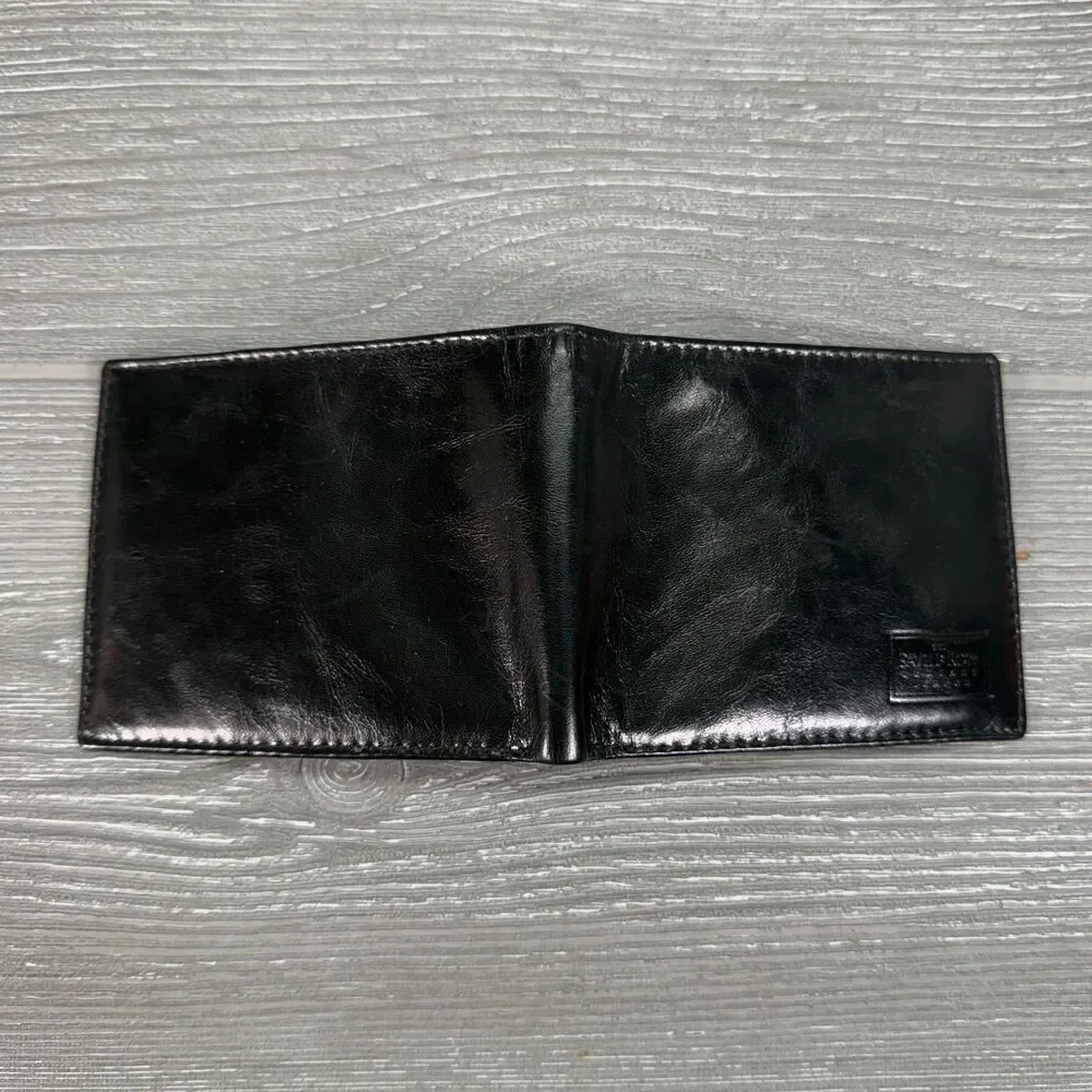 The Savile Row Company London Glossy Black Bifold Leather Wallet - Made in India